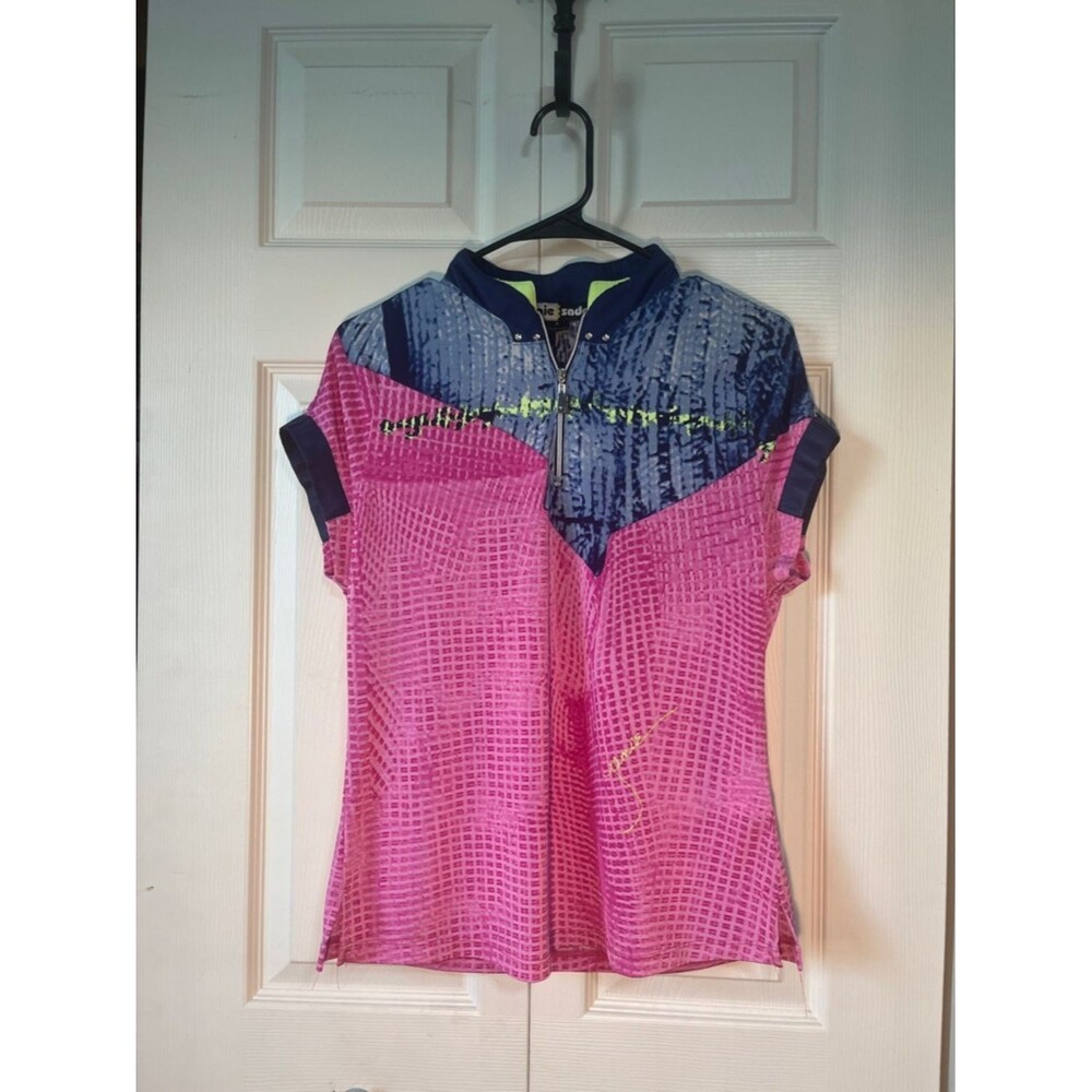 Jamie Sadock Golf Top Women Size S Short Sleeve 1/4 Zip Collar Polo Shirt